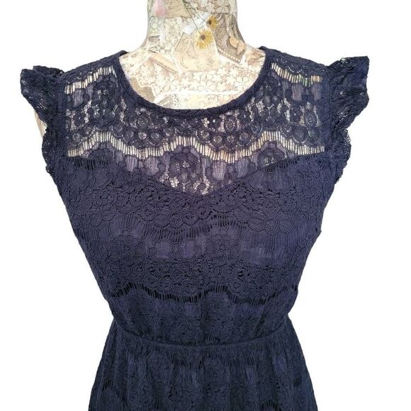 Monteau Blue Lacey Short Feminine Dress - Picture 1 of 8